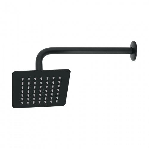 Regadera cuadrada 6', acero inox, con brazo, negro, Túbig 47748 R-414M