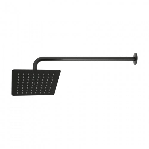 Regadera cuadrada 8', acero inox, con brazo, negro, Túbig 47750 R-415M