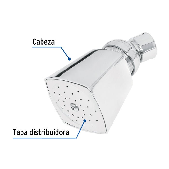 Regadera cuadrada metálica 2' sin brazo, Foset Aqua 44494