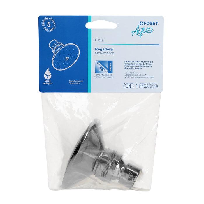 Regadera redonda metálica 3' sin brazo, Foset Aqua 45059