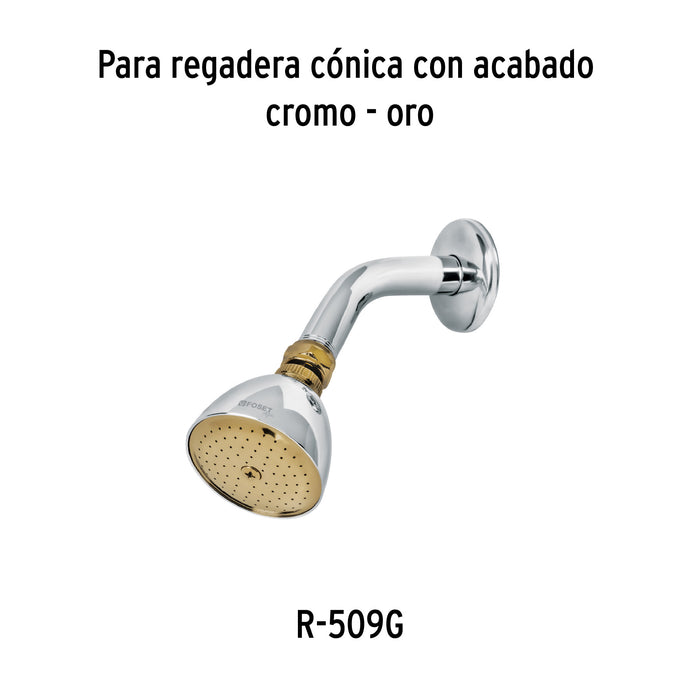 Regadera cónica 2-1/2' cromo-oro sin brazo, Foset Aqua 49148