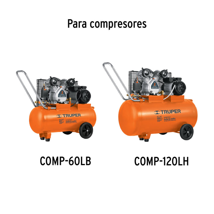 Compresor de aire, con banda, horizontal 60L 4HP 127V Truper 19005 COMP-60LB