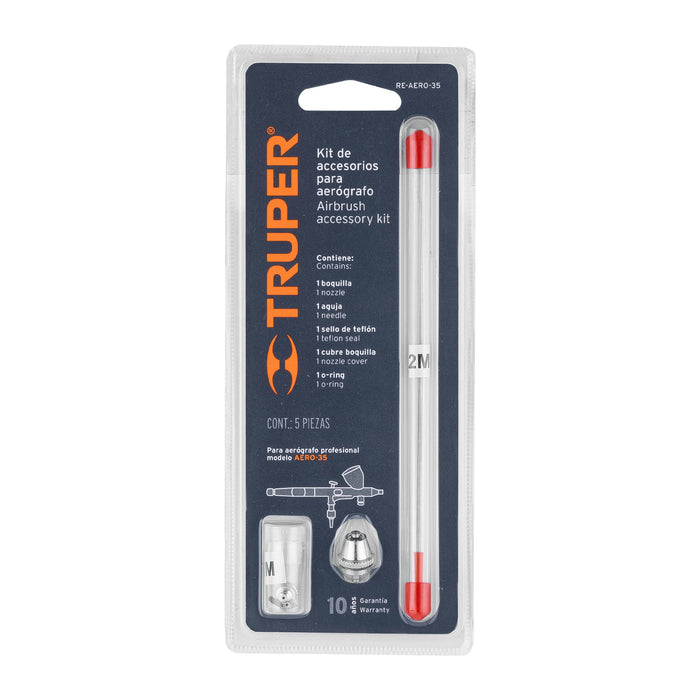 Kit de 5 accesorios para aerógrafo AERO-35, Truper 16021 RE-AERO-35