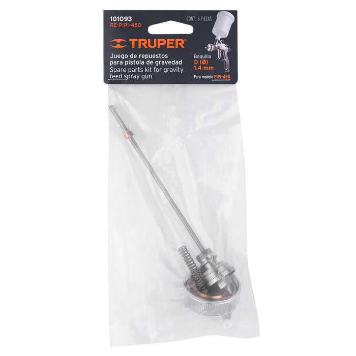 Pistola p/pintar gravedad LVLP vaso plástico, 1.4 mm, Truper 101090 PIPI-450