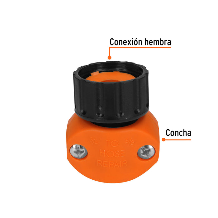 Conector 5/8'-3/4' hembra de ABS para manguera, Truper Código: 12718