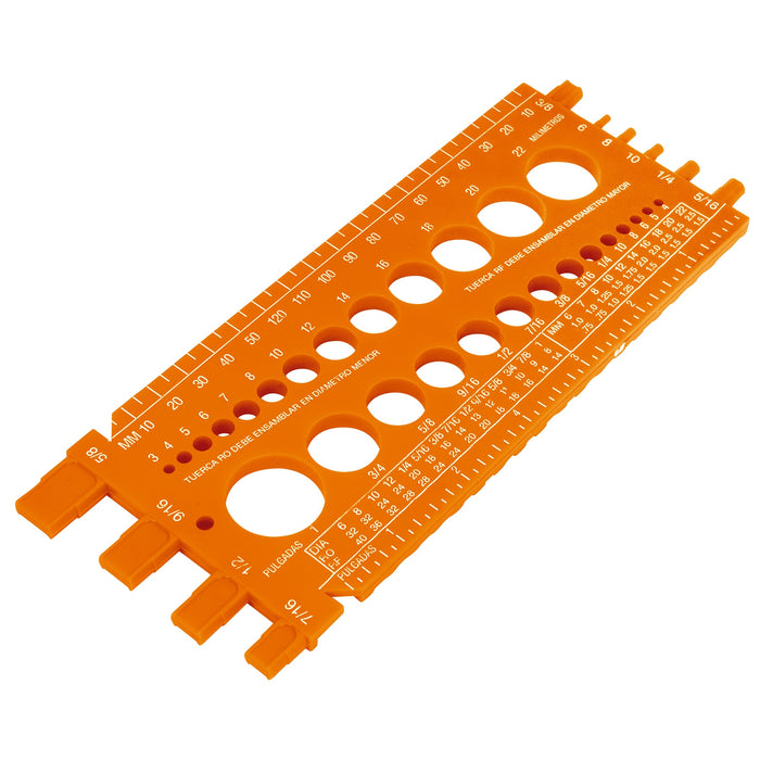 Regleta medidora de tuercas y tornillos, 22 cm, Truper 10811 REGLA-22