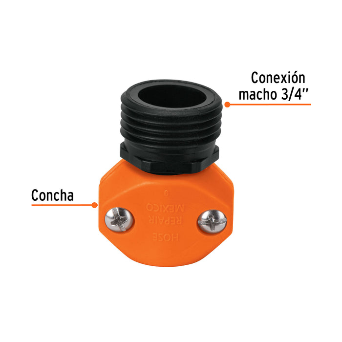 Conector 1/2' macho de ABS para manguera, Truper Código: 12710