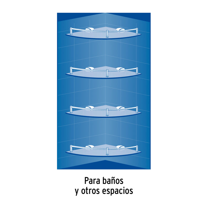 Juego de 4 repisas esquineras de vidrio, Foset 47906