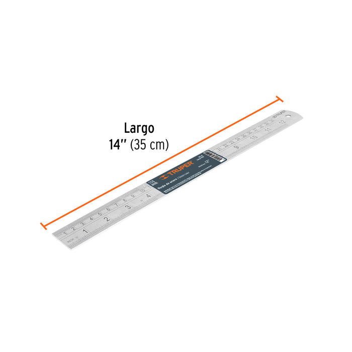 Regla 30 cm de acero inoxidable, Truper 14387 RGL-30