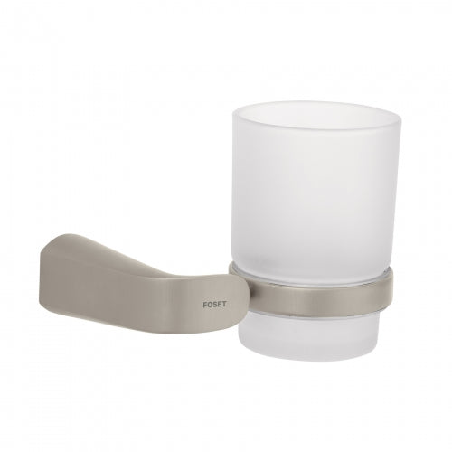 Portavaso cepillero satín con vaso de vidrio, Foset Riviera 45220 RIA-71N