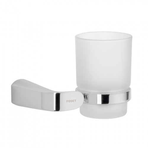 Portavaso cepillero cromo con vaso de vidrio, Foset Riviera 45205 RIA-71