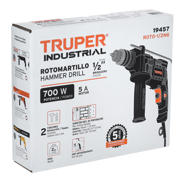 Rotomartillo 1/2' 700 W, industrial, Truper 19457