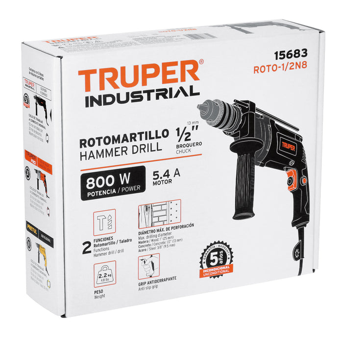Rotomartillo 1/2' 800 W, industrial, Truper 15683