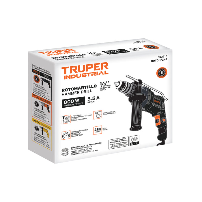 Rotomartillo 1/2", 800 W 103718 (ROTO-1/2N9)