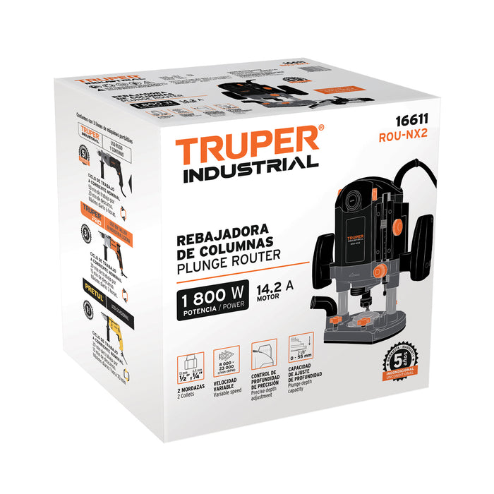 Router 1800 W, 2-1/2 HP, industrial, Truper 16611 ROU-NX2