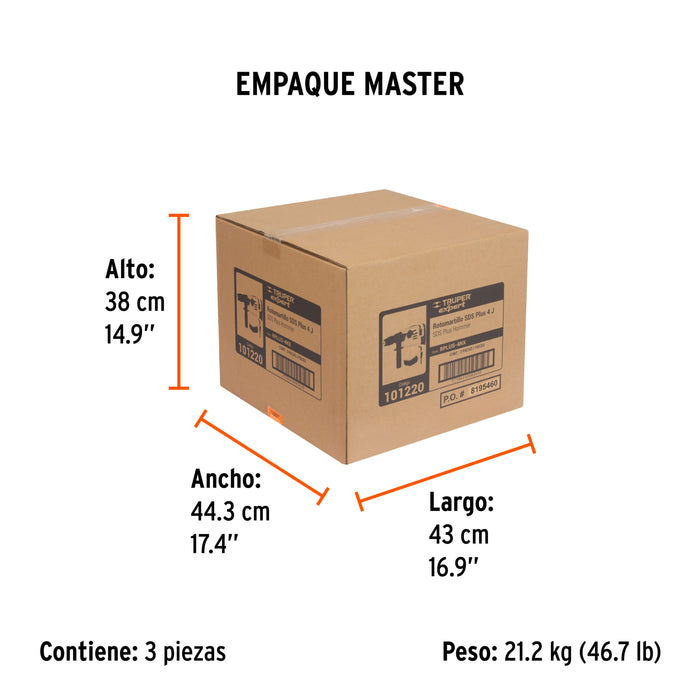 Rotomartillo SDS Plus 4 Joules 1000 W, Truper Expert 101220 RPLUS-4NX