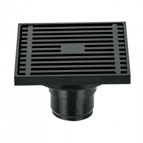 Resumidero cuadrado 4'x 4', latón, negro, Foset Riviera 45653 RS-801M