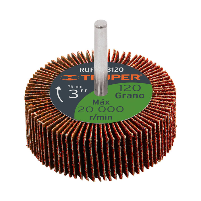 Rueda flap de 3', grano 120, Truper 13044 RUFLA-3120