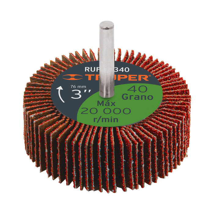 Rueda flap de 3', grano 40, Truper 13040 RUFLA-340