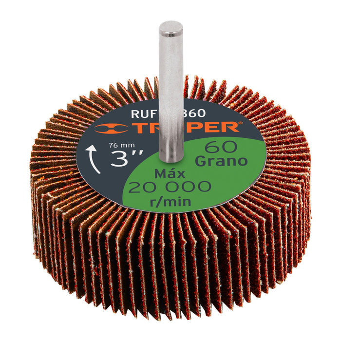 Rueda flap de 3', grano 60, Truper 13041 RUFLA-360