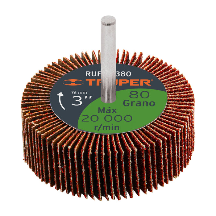 Rueda flap de 3', grano 80, Truper 13042 RUFLA-380