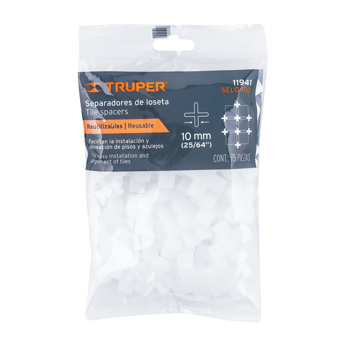 Bolsa con 75 separadores de 10 mm de losetas, Truper 11941 SELO-100