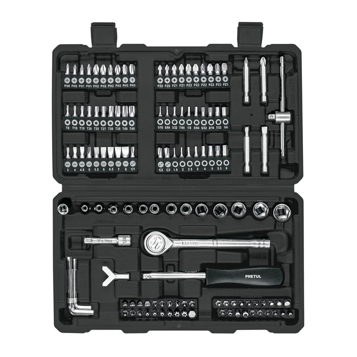 Juego de 130 herramientas 1/4' para mecánico, Pretul 26091 SET-130