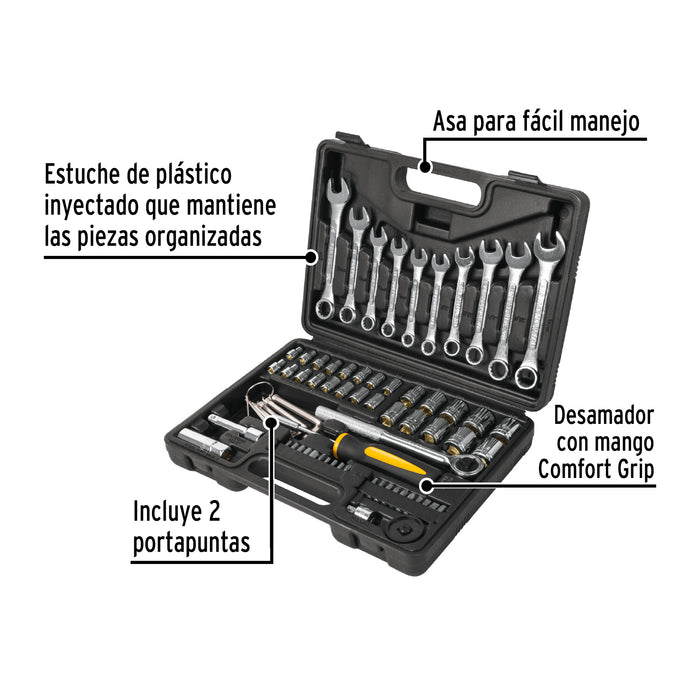 Juego de 70 herramientas 1/4' y 3/8' para mecánico, Pretul 22981 SET-73
