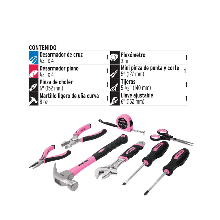 Juego de 8 herramientas caseras para dama, Pretul 21251 SET-MA8