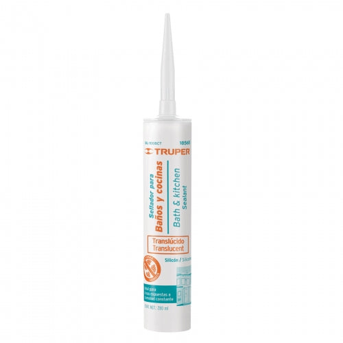 Sellador translúcido para baños y cocinas, 280 ml, Truper 18565 SIL-100BCT