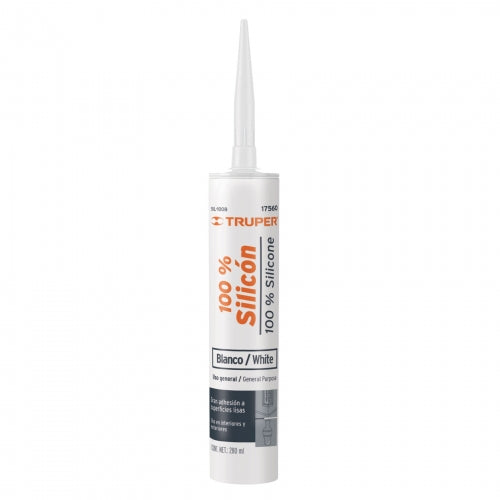 Sellador blanco 100% silicón de 280 ml, Truper 17560 SIL-100B