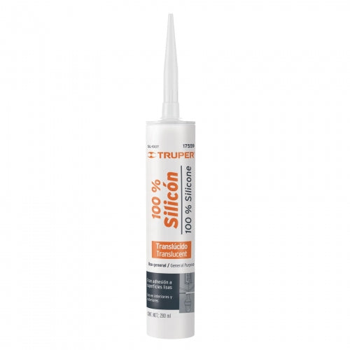 Sellador transparente 100% silicón de 280 ml, Truper 17559 SIL-100T