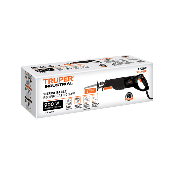 Sierra sable 900 W velocidad variable, industrial, Truper 17269 SISA-N2
