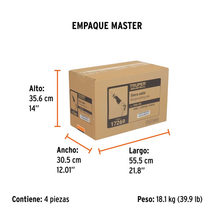 Sierra sable 900 W velocidad variable, industrial, Truper 17269 SISA-N2