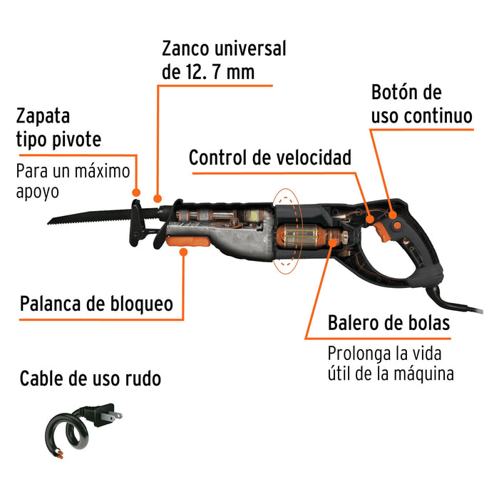 Sierra sable 900 W velocidad variable, industrial, Truper 17269 SISA-N2