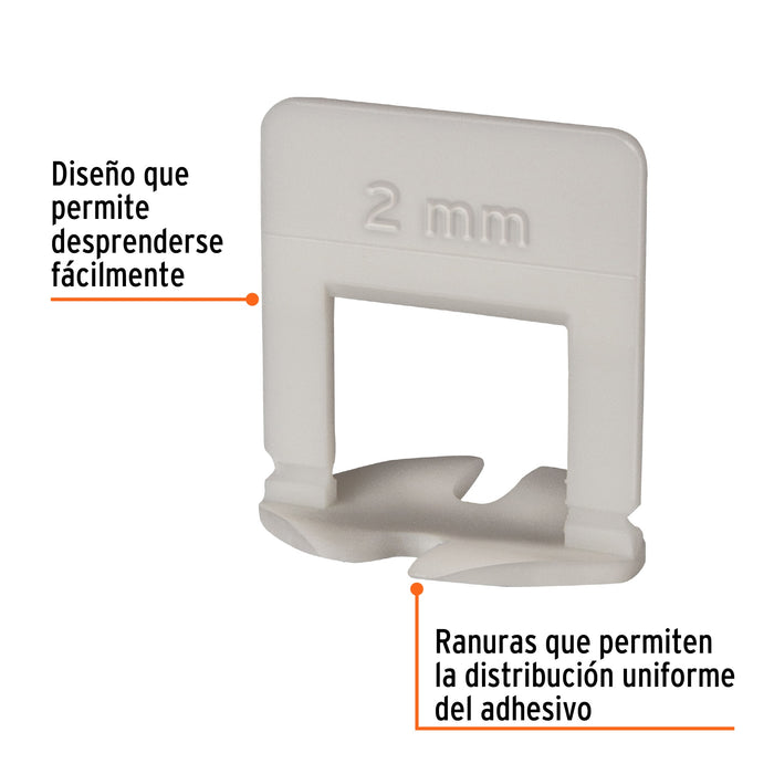 Bolsa c/100 anclas curvas de 2mm para nivelación de azulejos Código: 102408