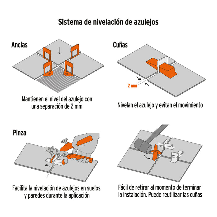 Sistema de nivelación para azulejos, Truper 100515 SN-KIT3