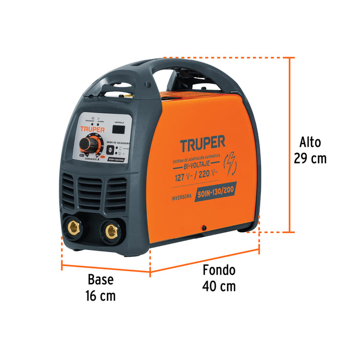 Soldadora inversora bi-voltaje 200 A, 127 V/220 V, Truper Código: 16053