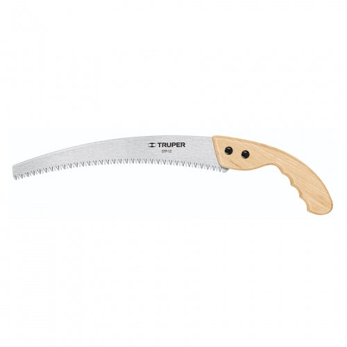 Serrucho de poda 12' hoja curva 6 DPP, mango madera, Truper 18171 STP-12