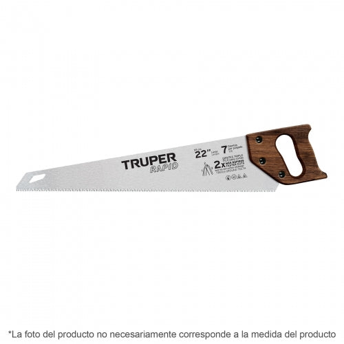 Serrucho Rapid 18', 7 DPP, mango de madera, Truper 102950 STR-18M