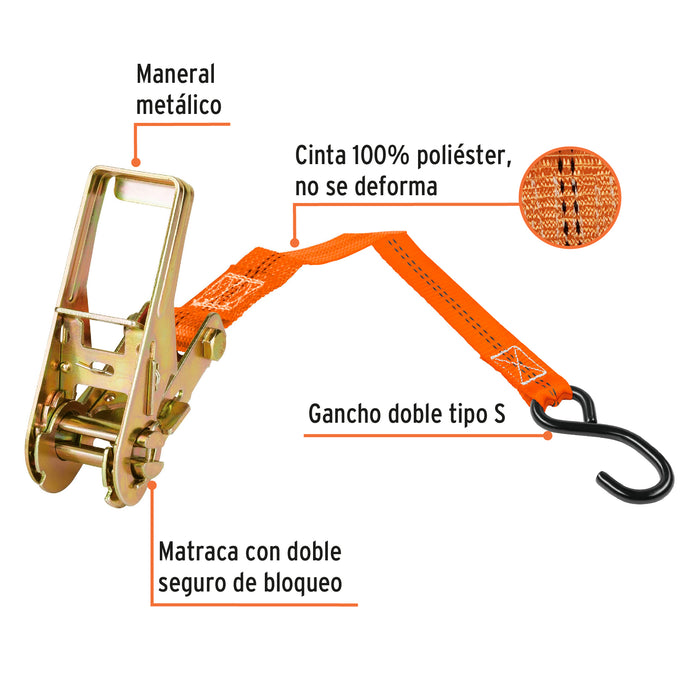 Juego de 2 sujetadores con matraca carga máxima 1125 kg 19282 SU-1125R