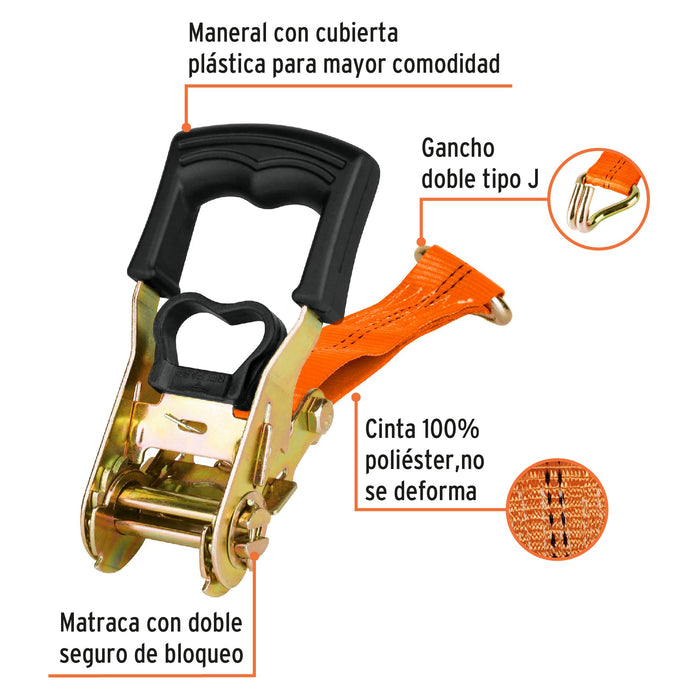 Juego de 2 sujetadores con matraca carga máxima 1500 kg 101831 SU-1500C