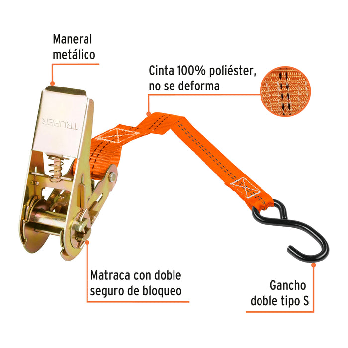 Juego de 2 sujetadores con matraca carga máxima 675 kg 19281 SU-675R