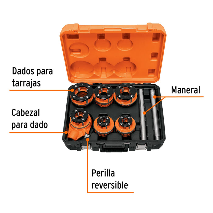 Juego de 7 tarrajas para tubo de 1/2' a 2', Truper Expert 15721 T-852X