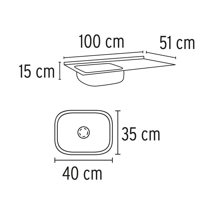 Tarja de empotrar 100x51cm tina izquierda, Foset Basic 47020