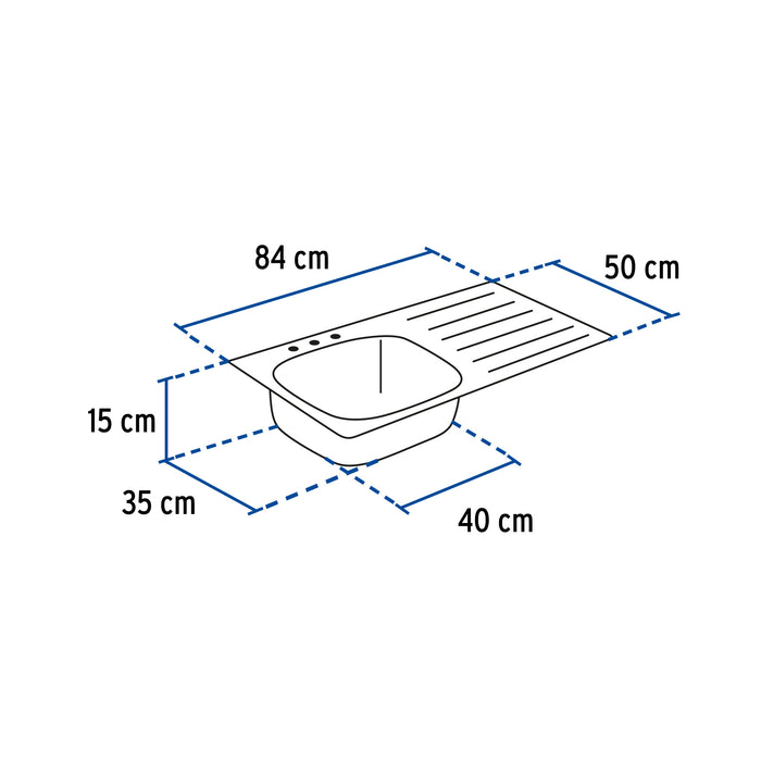 Tarja de empotrar 80x50cm tina derecha, Foset Basic 47019