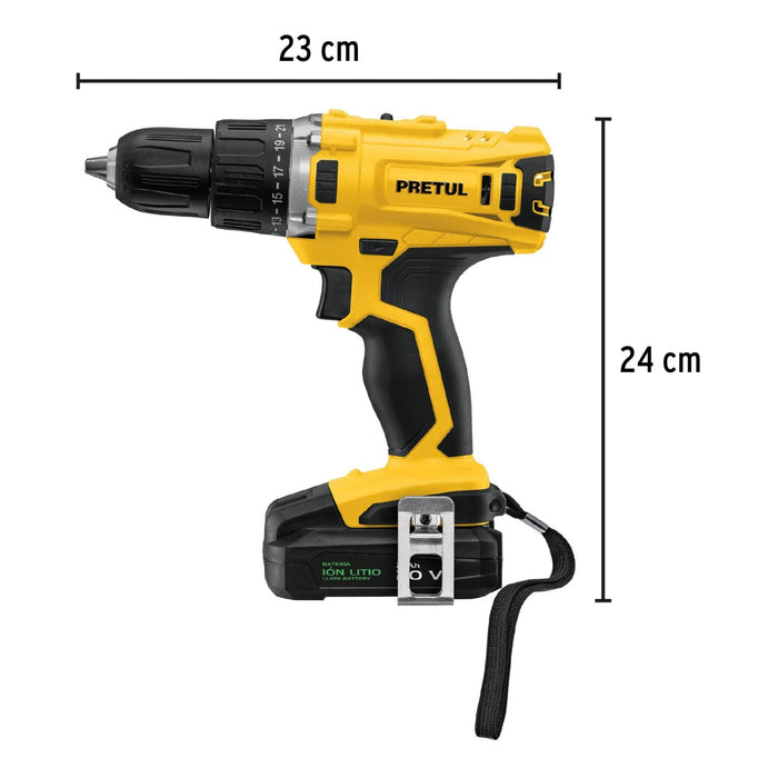 Taladro inalámbrico 1/2', 20 V, Pretul 26118 TALI-20P2