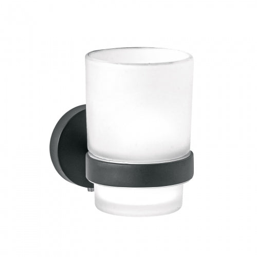 Portavaso cepillero negro con vaso de vidrio, Foset Túbig 45957 TBA-71M