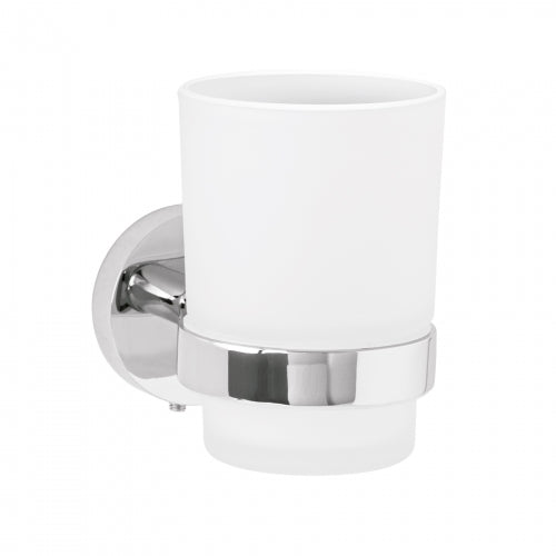 Portavaso cepillero cromo con vaso de vidrio, Foset Túbig 45955 TBA-71