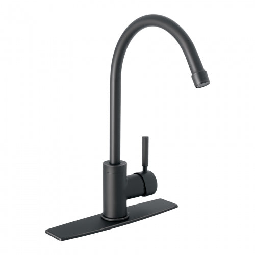 Monomando para fregadero, cuello alto, negro mate, Tubig 46767 TBF-83M